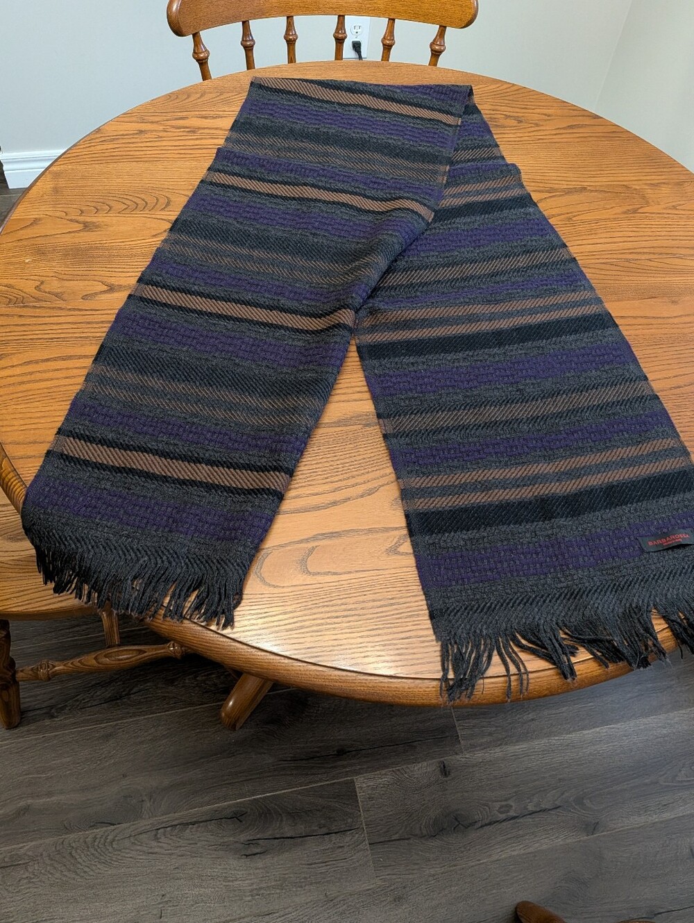 BARBAROSSA Knit With Different Stitches fringe scarf. one size. 68x12 Inches.